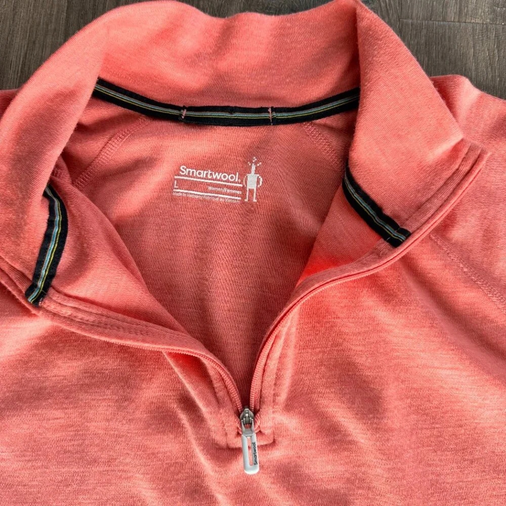 Smartwool Merino Base Layer 1/4 Zip - Orange / Size Large - Picture 2 of 10